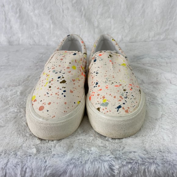 Madewell Sidewalk Slip-On Sneakers Womens 9M Paint Spattered Recycled Canvas - Picture 2 of 12